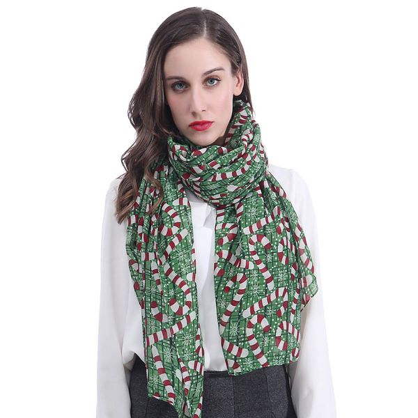 Damen-Schal mit Weihnachtsmotiv, Zuckerstangen-Motiv, groß, weich, leicht, für alle Jahreszeiten