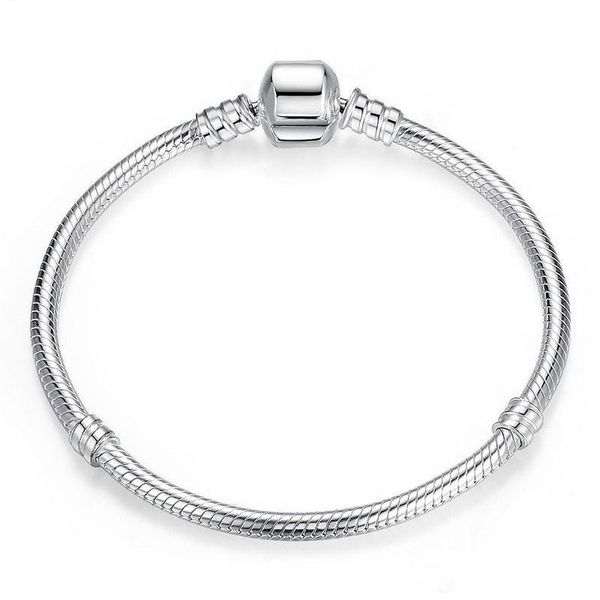 (Disponibile) Bracciali in argento sterling 925 all'ingrosso della fabbrica 3mm catena di serpente adatto fascino perline braccialetto braccialetto gioielli regalo per uomo donna