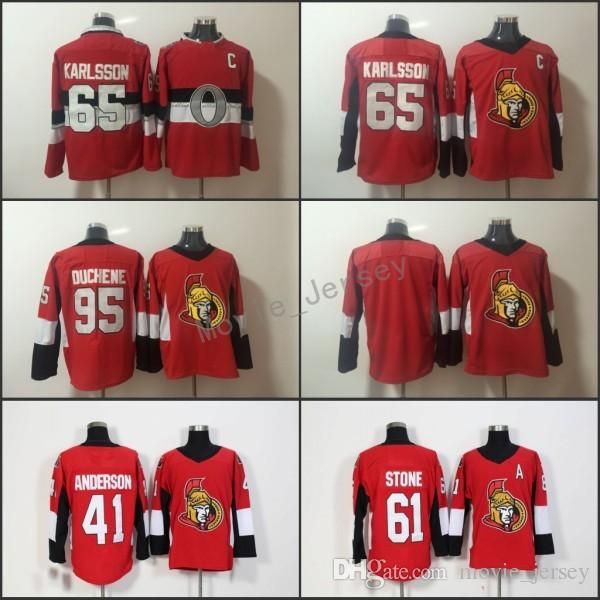 

2018 New 100th Anniversary Classic Ottawa Senators 65 Erik Karlsson 95 Matt Duchene Red C Patch 61 Mark Stone 41 Craig Anderson Blank