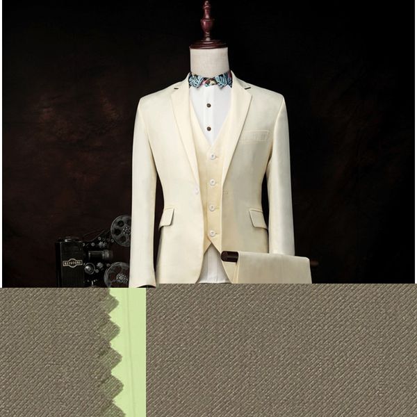 

custom men's west slim body gown tuxedo suit jacket men's wedding suit (jacket + pants + vest, White;black