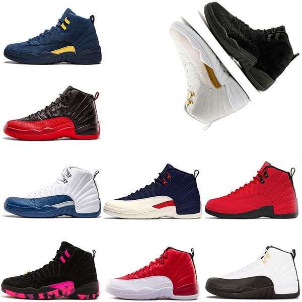 

New Basketball Shoes 12 12s Wool flu game university blue Playoff Gamma Blue sport sneakers size 7-13