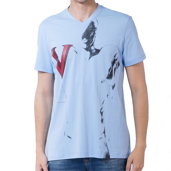 

Summer Men's T shirt V Printed Men's Slim Fit Cotton V-Neck Short Sleeve T-shirt M-3XL For Sales