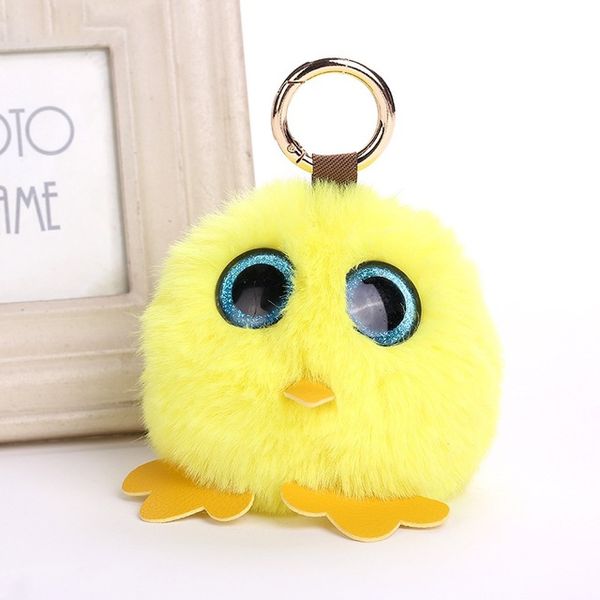 

owl keychain - fashion leather faux fur cartoon animal pendants car key chain holder jewelry lovely bag key ring gift, Slivery;golden