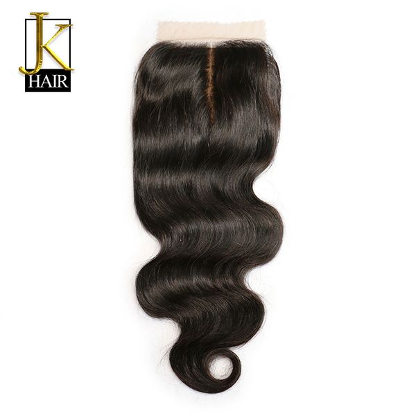 

jk hair silk base closure body wave remy brazilian human hair 4x4 silk closure middle part bleached knots ing, Black;brown