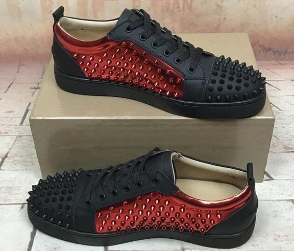 

черный-бордовый оптом мужчин и женщин мужская обувь красной подошвой кроссовки туфли натуральная кожа высокой крышей шипованных Шипы Л2