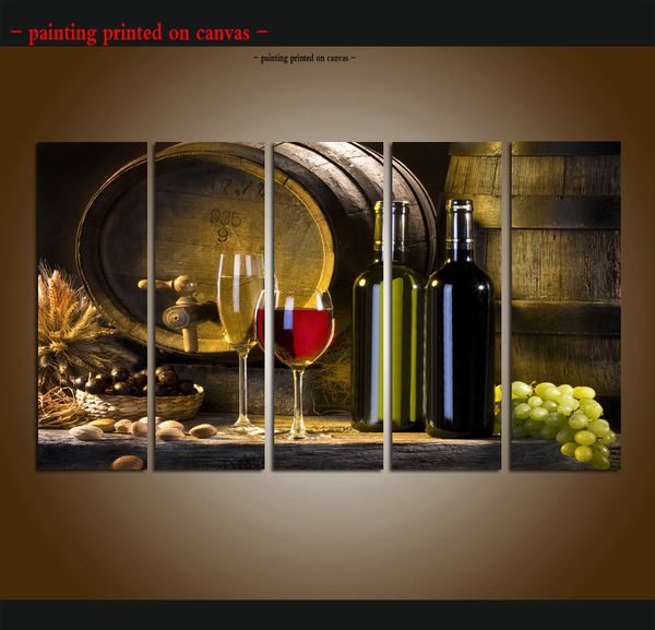 2019 Large 5 Panel Modern Abstract Grapes Wines Fruits Painting Canvas Print Pictures Kitchen Wall Art Contemporary For Home Decor Gift Aset236 From
