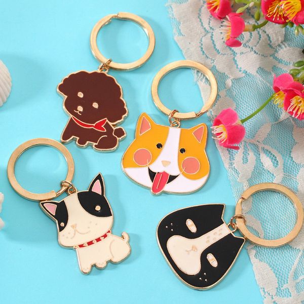 

wedding favors party gift key chain gold plated metal animals keychain cartoon cat dog keyring, Silver