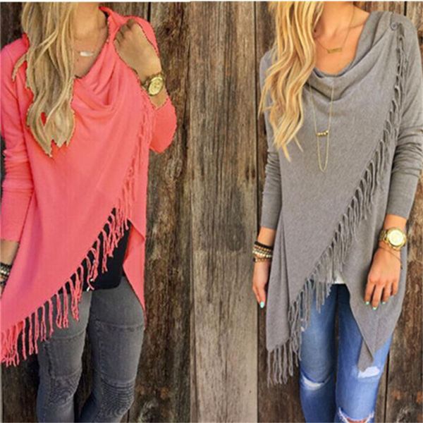 

womens capes and ponchoes 2016 autumn winter women fashion candy colors tassel pullovers plus size women knitted sweater a1276 l18100704, White;black