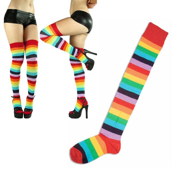 

6pcs/3pairs/one package euramerica striped stockings rainbow stockings sell socks high gaiters hosiery capris for party, Black;white