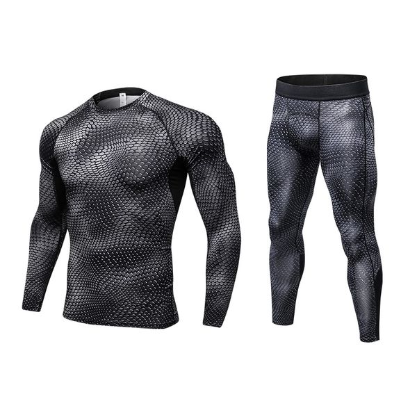 

2017 fitness tight sport suit men long sleeve shirt +pant men's running set compression gym clothing quick dry men's sportswear, Black;blue