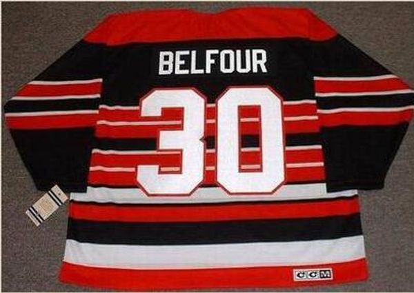 

mens #30 d belfour chicago blackhawks 1992,1996 ccm прочь хоккей джерси или обычай любое имя или номер ретро джерси, Black;red