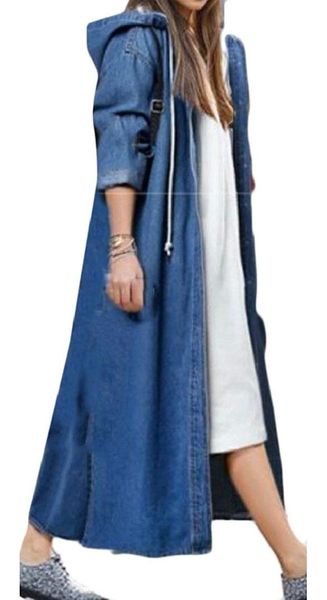 

womens classic long sleeve jean washed hoodie denim coat, Tan;black
