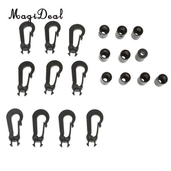 

magideal heavy duty 10pcs black plastic bungee hooks cord snaps accessory for boat kayak canoe dinghy replacement application
