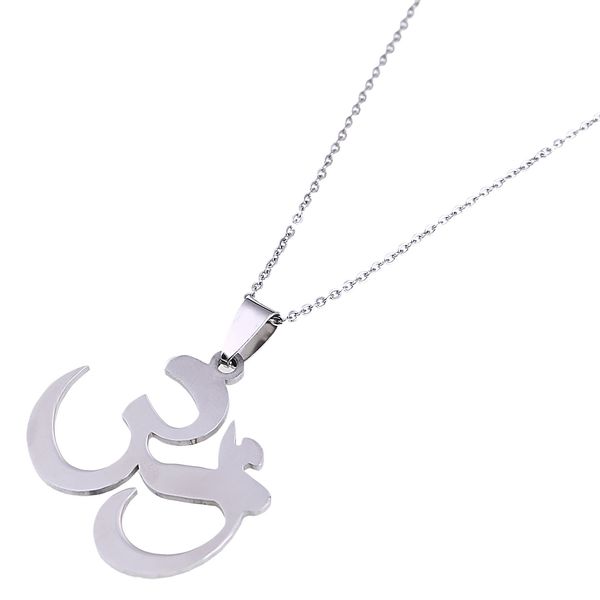 

stainless steel hinduism pendant necklace aum om ohm sanskrit pendant necklace, Silver