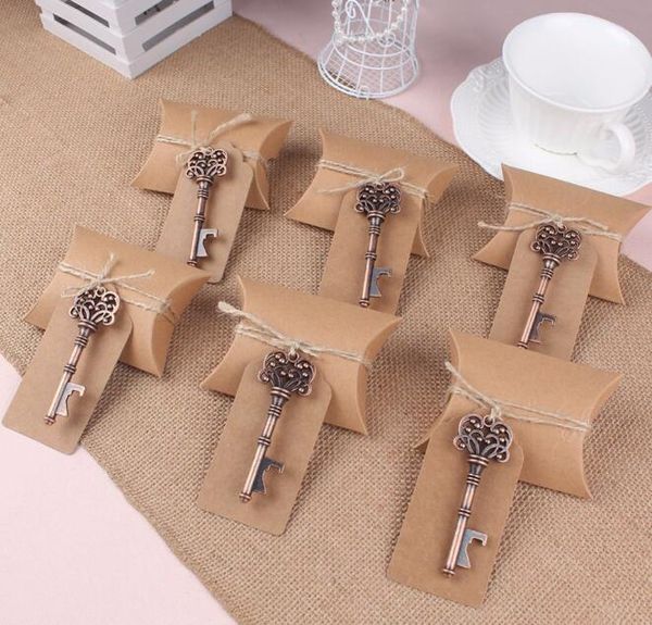 

kraft pillow candy box with key bottle opener tag candy bag set for wedding favors party gifts event party supplies