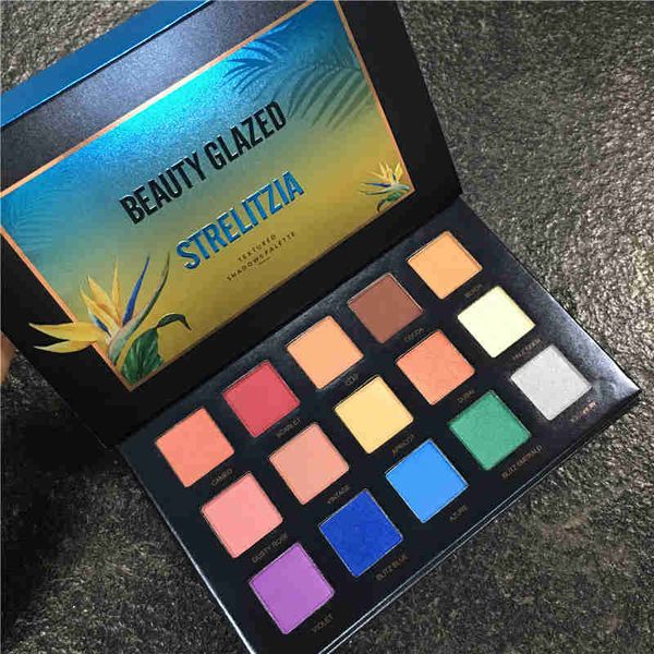 

beauty glazed brand makeup eye shadow pallete 15 color natashas style shimmer glitter matte strelitzia eyeshadow palette set