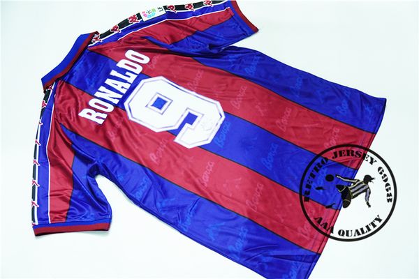 

95-97 home figo ronaldo giuly guardiola giovanni stoichkov old la liga soccer jersey futbol camisetas, Black;yellow