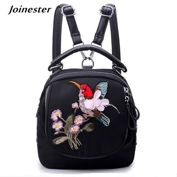 

small lightweight waterproof nylon backpack for women vintage casual daypack durable animal embroidery handle travel bag