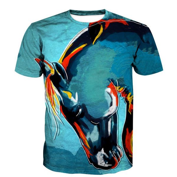 

t shirts tee 3d print short sleeve 3d clothes colorful horse men women t-shirt 12 styles summer street wear tshirt, White;black