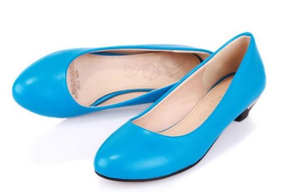 

send 2018 spring new style round head low heel women's shoes, Black