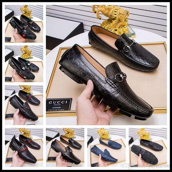 

style luxury designer fashion mens office dress dhoes genuine leather breathable italian designer men work shoes flats suit size 38-45, Black