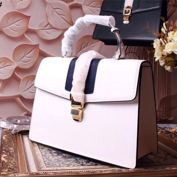 

woman totes genuine leather fashion handbag black white color designer bags size 31.5*22*11 cm model 431665