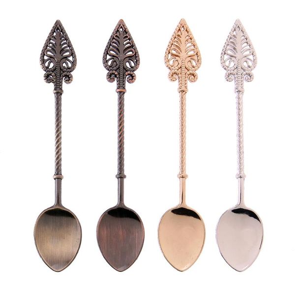 

4pcs dining bar vintage royal style bronze carved small coffee spoon cutlery mini dessert spoon
