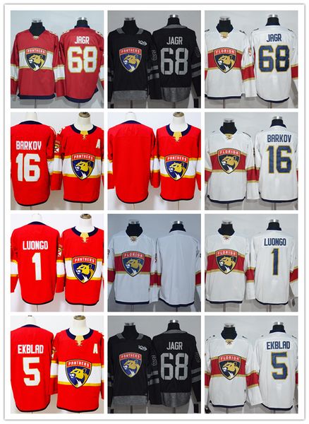 

2018 new men's florida panther jerseys 68 jaromir jagr 5 aaron ekblad 16 barkov 1 roberto luongo ice hockey jersey shirts, Black;red