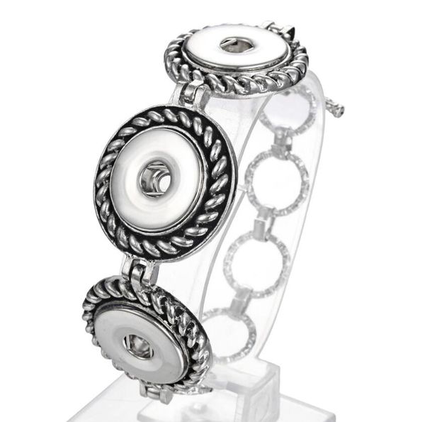 

3pcs 2018 metal snap buttons jewelry 3 button bracelet bracelet femme charm bracelets 18mm 20mm snap bracelet, Golden;silver