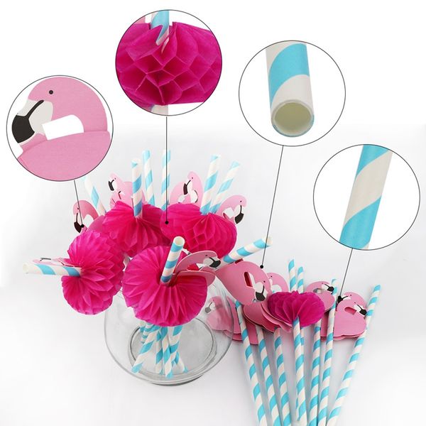 

new design 50шт гавайская вечеринка украшения 3d flamingo бумага straws cute трубочки одноразовая посуда бассейн для вечеринок