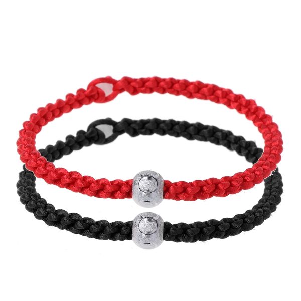 

2 pcs red rope bracelets good luck string chain for lover couple fashion jewelry, Golden;silver