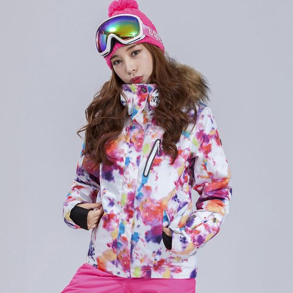 

gsou snow brand women fur skiing jacket snowboard jacket windproof waterproof super warm clothing outdoor sport wear female coat