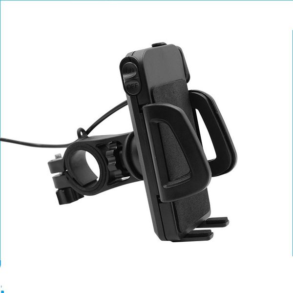 2 em 1 IP65 À Prova D 'Água Motocicleta Suporte de Montagem de Telefone Celular com 5 V 2.4A USB Power Charger Switch 4.5FT Cabo de Alimentação UCH-01 30 PÇS / LOTE EM VAREJO