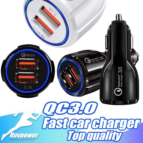 

QC3.0 fast charge 3.1A Qualcomm Quick Charge car Dual USB phone charger For Samsung Galaxy Note 9 S8 S9 Plus iphone