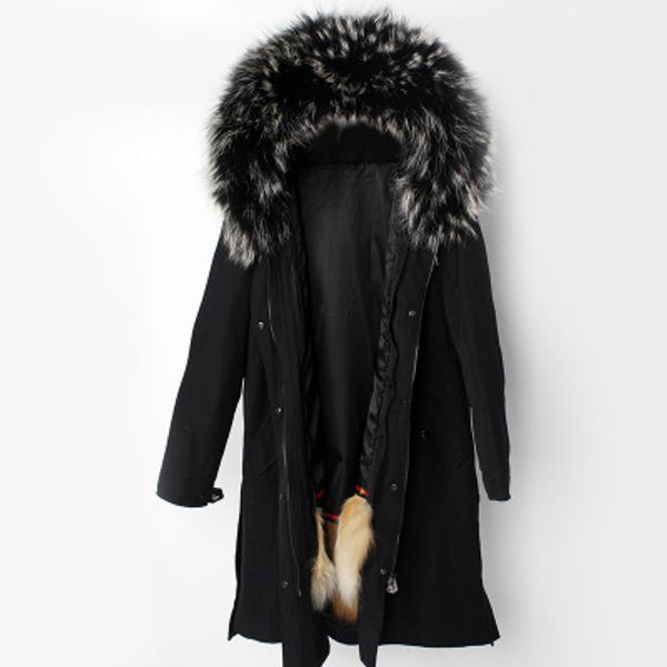 

2018 autumn and winter new star red fox liner parkas, Black