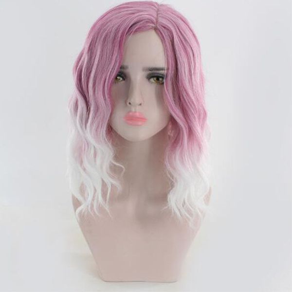 

lovely short curly hair lolita women party ombre synthetic cosplay wig full wig, Black;brown