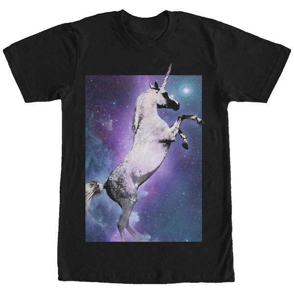 

lost gods space unicorn mens graphic t shirt, White;black