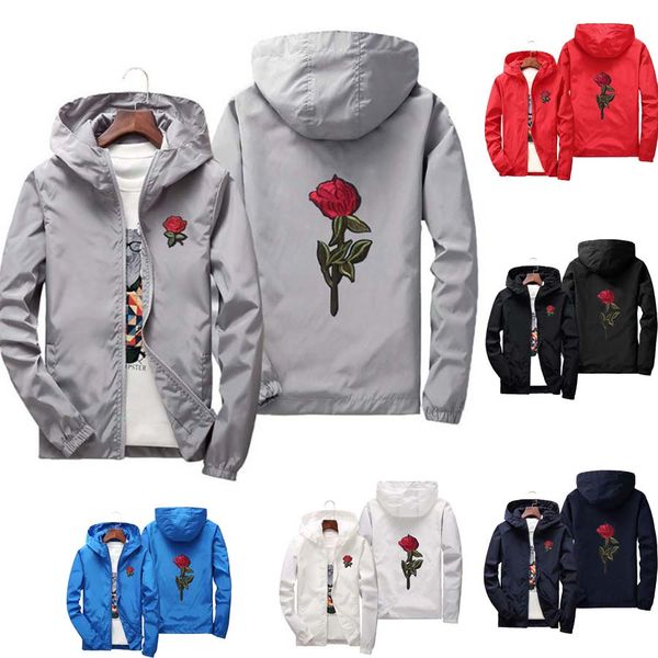 

Plus Size S-7XL Fall Rose Hoodie Jacket Windbreaker Men And Women's Jacket Fashion Roses Designer Hoodies Outwear Coat Long Sleeve