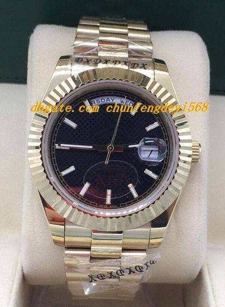 

Роскошные часы 2 стиль 228238 18K желтое золото черный диагональ мотив циферблат 40 мм автоматический модный бренд мужские часы Наручные часы