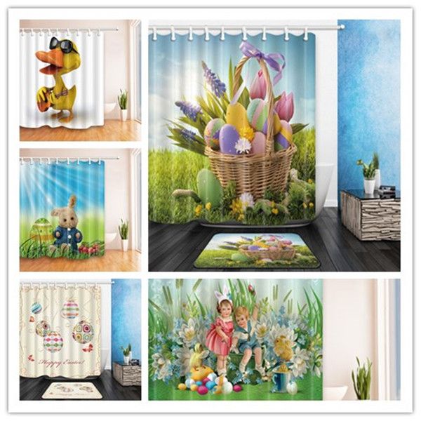2019 180 180cm Easter Shower Curtain 5design Polyester Waterproof