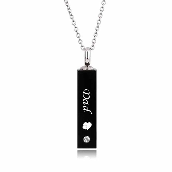 

fashion jewelry mom and dad black cube single stainless steel pendant necklace urn filler kit cremation ashes jewelry, Silver