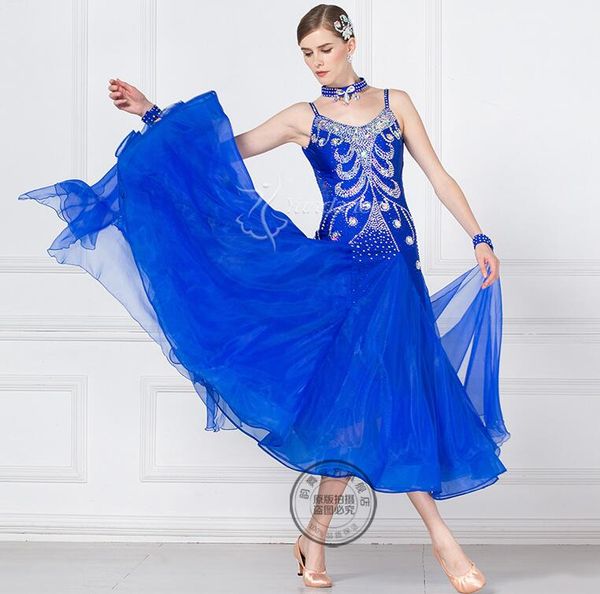 

handmade dance dress/standard ballroom competition dress modern waltz tango blue 1778, Black;red