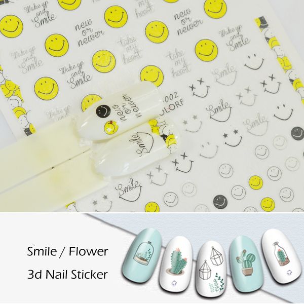 

1 sheet 3d nail sticker flamingo emoji cartoon tropical plants decal diy nail art wraps decorations adhesive tips saca002-057, Black