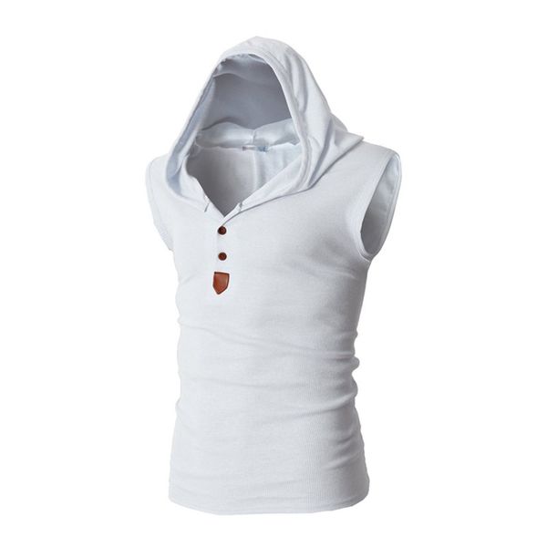 

active new brand stretchy sleeveless shirt casual fashion hooded tank men bodybuilding slim fit clothing tanks cotton elegant, White;black