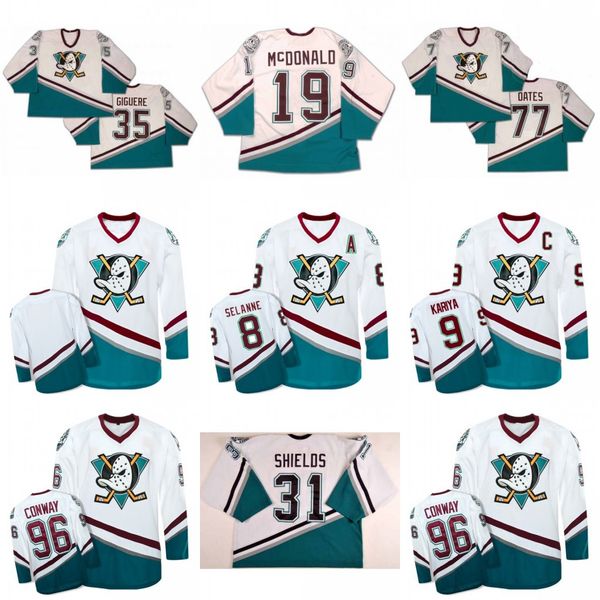 

9 Paul Kariya Andy McDonald Jean Sebastien Steve Shields Charlie Conway Dean Portman Fulton Reed Adam Banks Mighty Ducks Movie Jerseys
