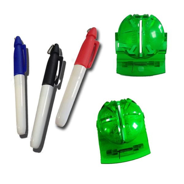 

finger ten golf ball liner marker drawing tool with 3 color pens plastic template liner putt alignment golf ball line mark