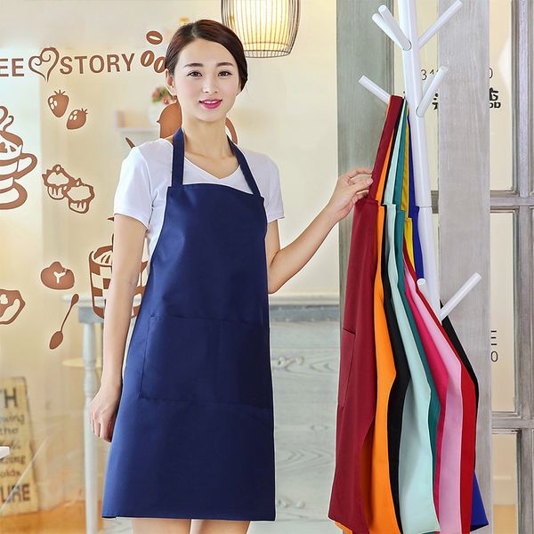 

sleeveless waterproof apron double-pocket kitchen cooking chef restaurant barbecue gardening home apron customize logo