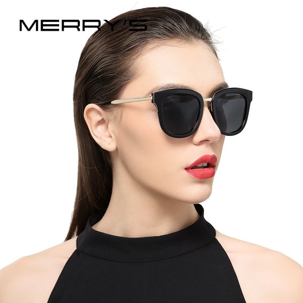 

merry's women classic cat eye polarized sunglasses fashion sun glasses metal temple 100% uv protection s'6082, White;black