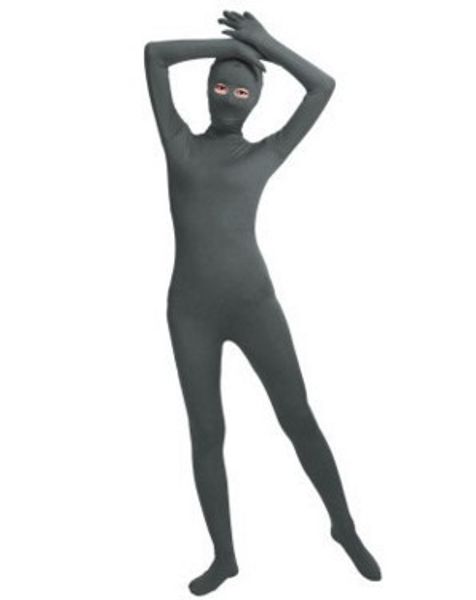 

swo011) grey spandex full body skin tight zentai suit bodysuit costume women unitard lycra eyes open jumpsuit, Black