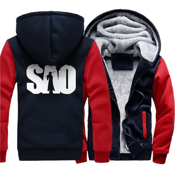 

sword art online brand clothes funny camouflage sleeve warm thick zipper jackets 2018 casual streetwear hip hop sweatshirts men, Black;brown